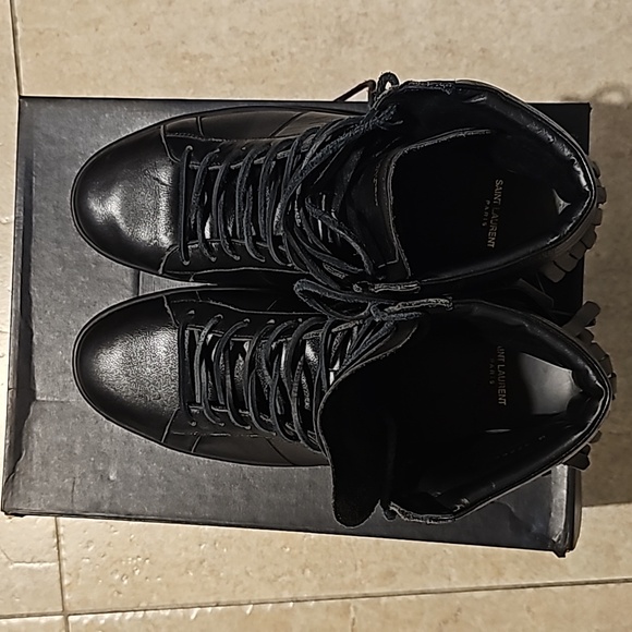Saint Laurent Leather Trim Accent Sneakers - Picture 6 of 9